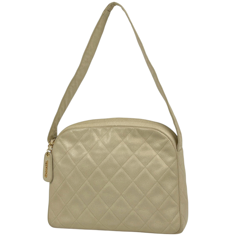 Chanel CHANEL Shoulder Bag Coco Mark Matelassé Leather Cream Women's